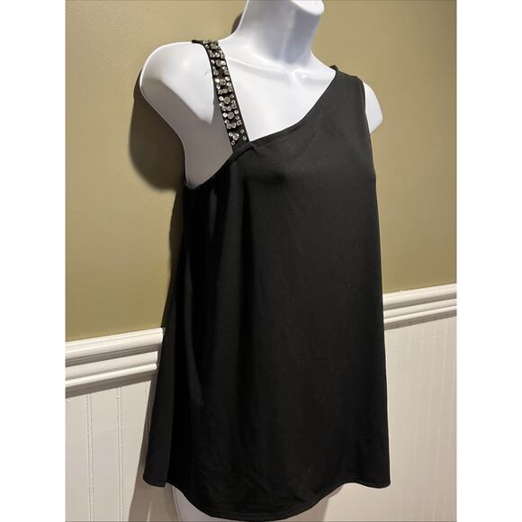 "INC INTERNATIONAL CONCEPTS" BLACK ONE SHOULDER SEQUINED STRAP TOP SIZE: M NWT - Picture 2 of 8